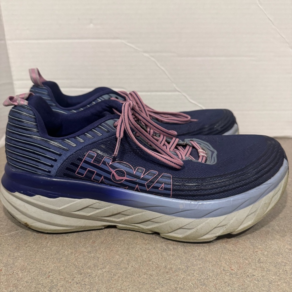 Hoka One One Bondi 6 Navy and Pink Running Shoes Size 9.5 Sneakers
